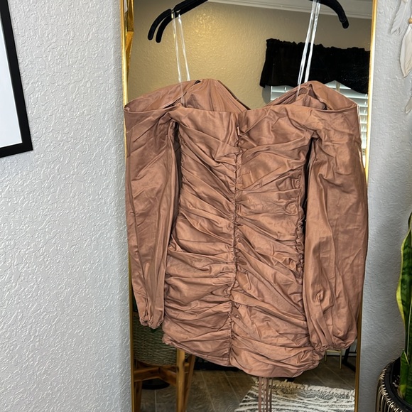 HOUSE OF CB 'Indra' Mocha Off The Shoulder Wrap Mini Dress NWOT - Picture 12 of 13